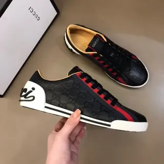 Gucci Screener Black Red Web Stripe Lifestyle Sneakers