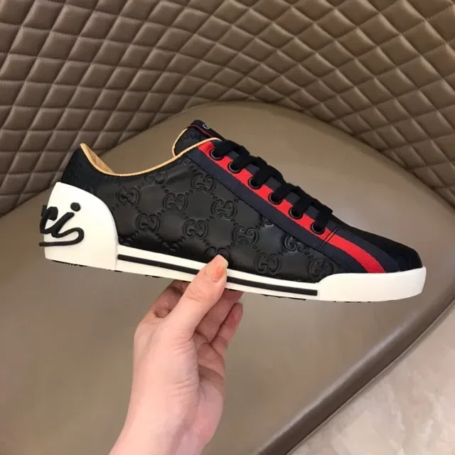 Gucci Screener Black Red Web Stripe Lifestyle Sneakers 4