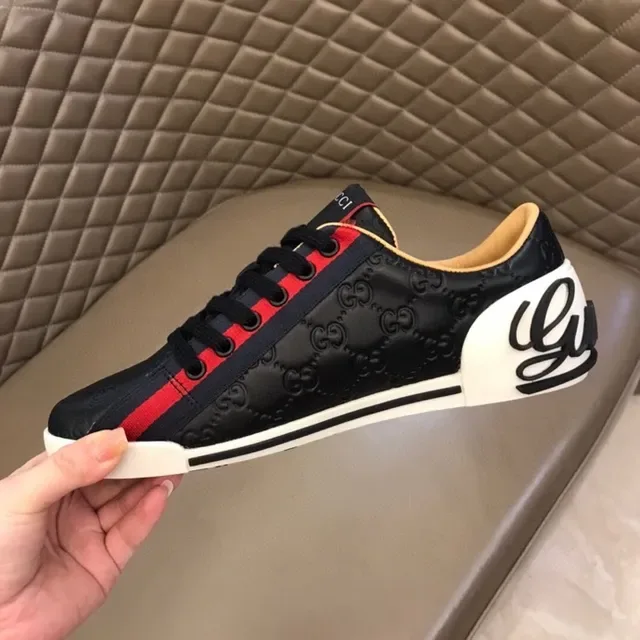 Gucci Screener Black Red Web Stripe Lifestyle Sneakers 5