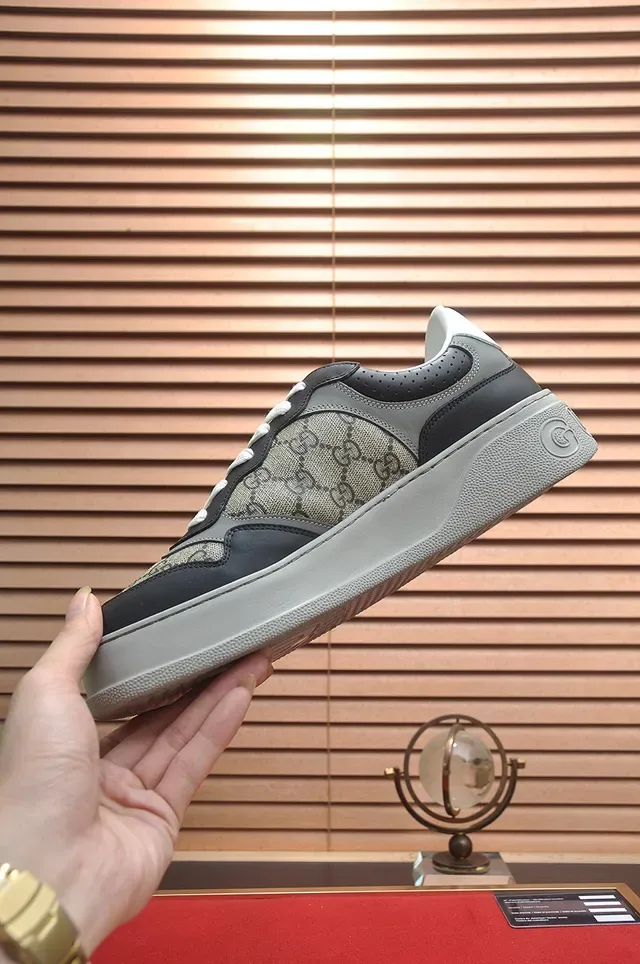 Gucci Screener GG Monogram Lona e Couro Preto Plataforma Lifestyle Sneakers 5