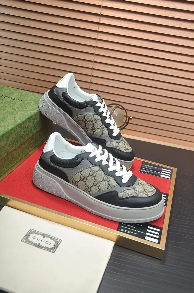 Gucci Screener GG Monogram Lona e Couro Preto Plataforma Lifestyle Sneakers 6