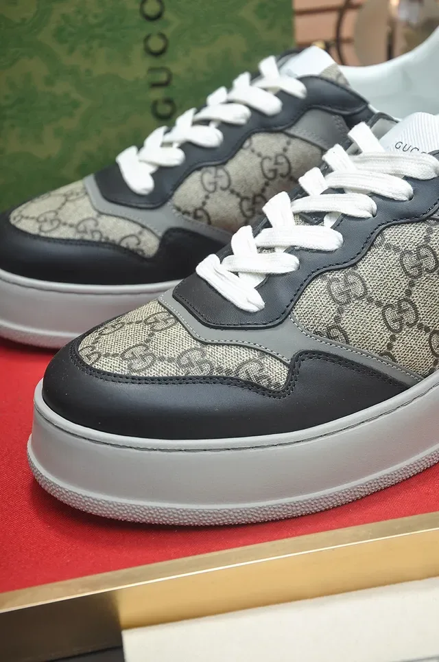 Gucci Screener GG Monogram Lona e Couro Preto Plataforma Lifestyle Sneakers 8