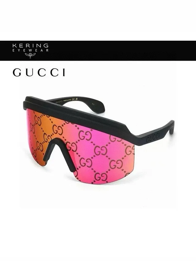 Gucci Screener Glossy Black Shield Wraparound Sunglasses 3