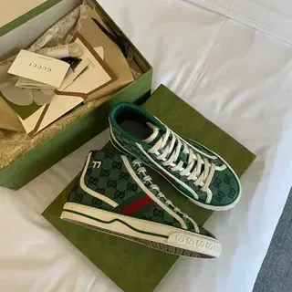 Gucci Screener Green GG Monogram High-Top Lifestyle Sneakers