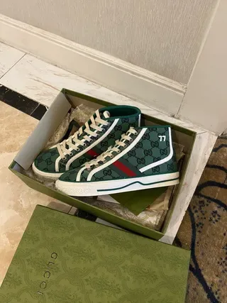 Gucci Screener Green GG Monogram High-Top Lifestyle Sneakers 3