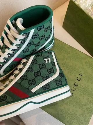 Gucci Screener Green GG Monogram High-Top Lifestyle Sneakers 4