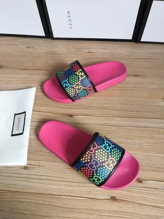 Gucci Screener Multicolor GG Web Pink Slide Slippers 4
