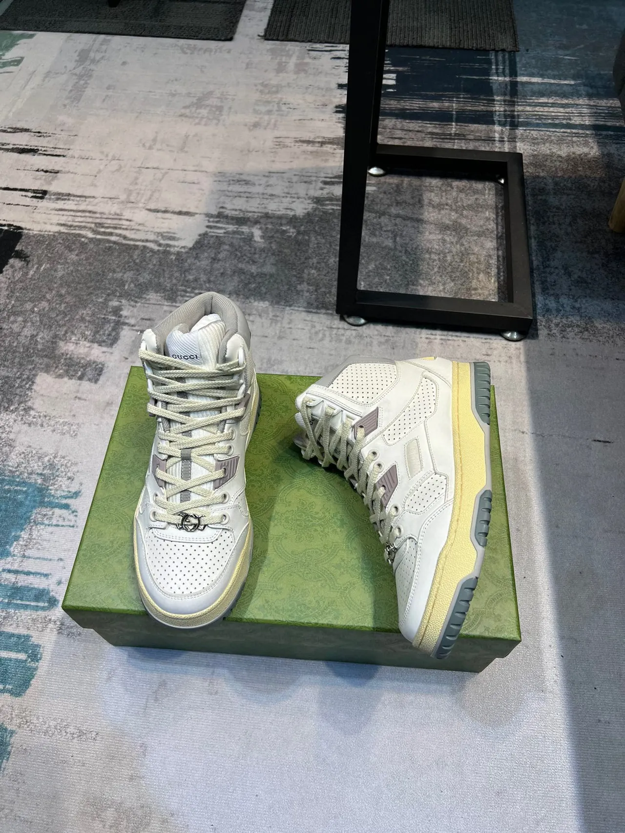 Gucci Screener Off-White Perforated Leather High-Top Lifestyle Sneaker 4