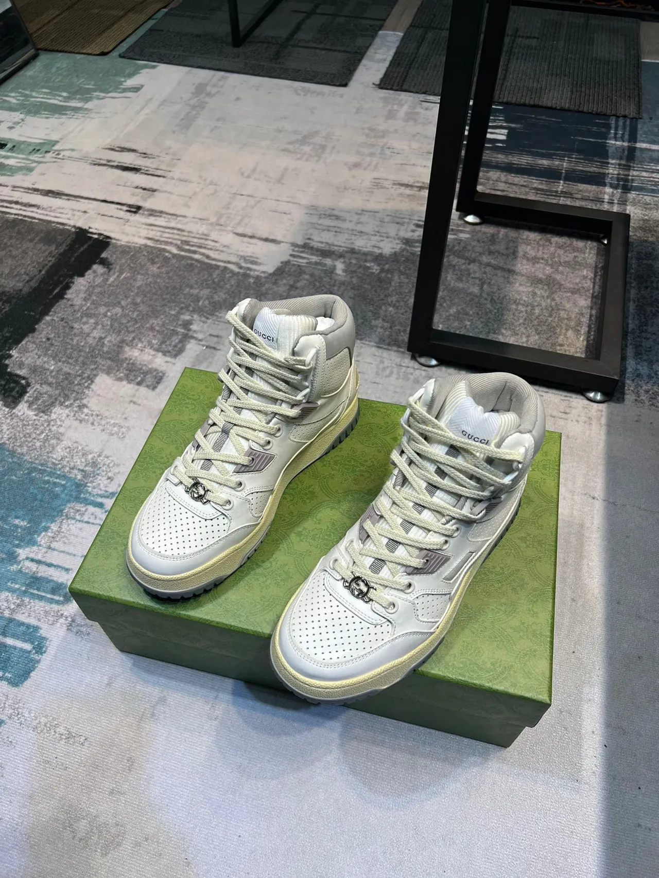 Gucci Screener Off-White Perforated Leather High-Top Lifestyle Sneaker 5