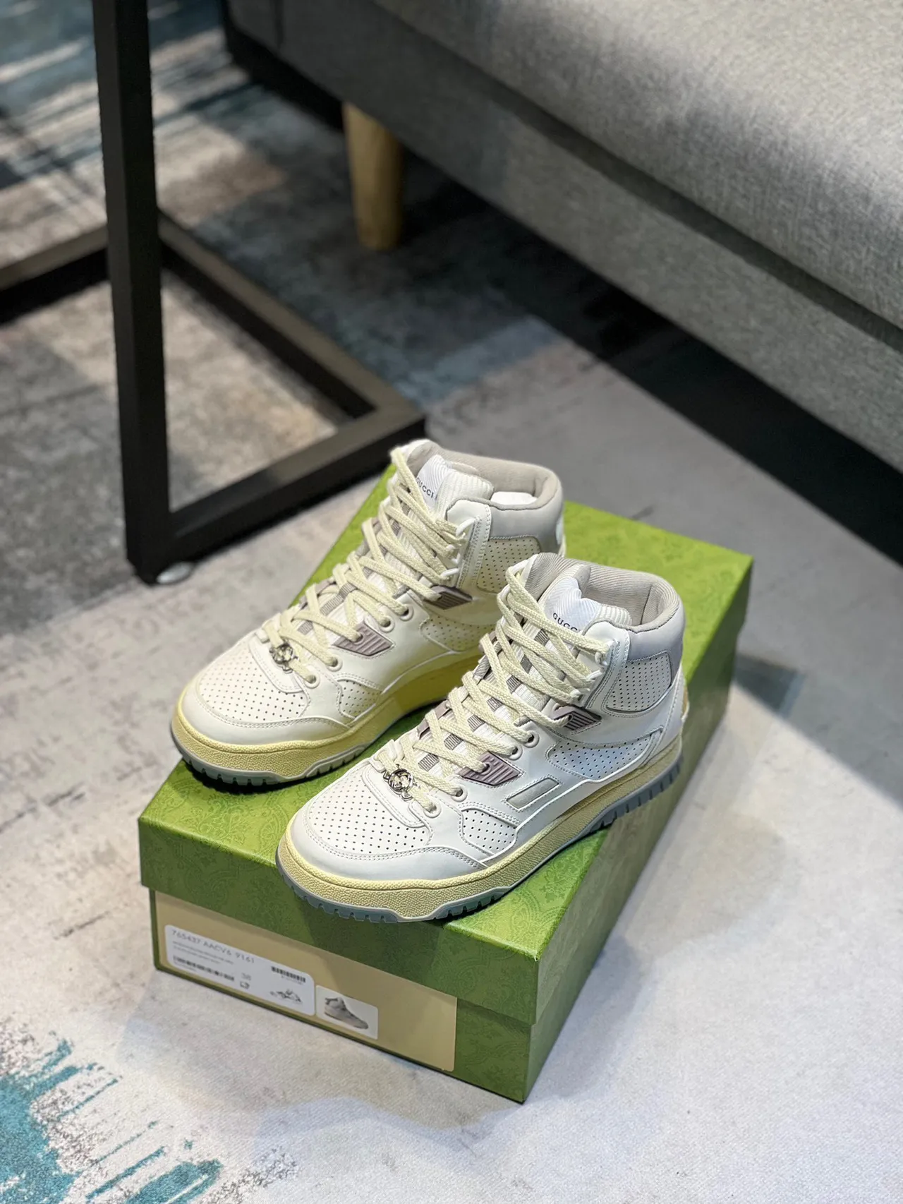 Gucci Screener Off-White Perforated Leather High-Top Lifestyle Sneaker 7