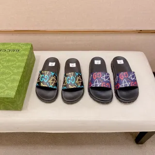 Gucci Screener Printed GG Graffiti Slide Slippers