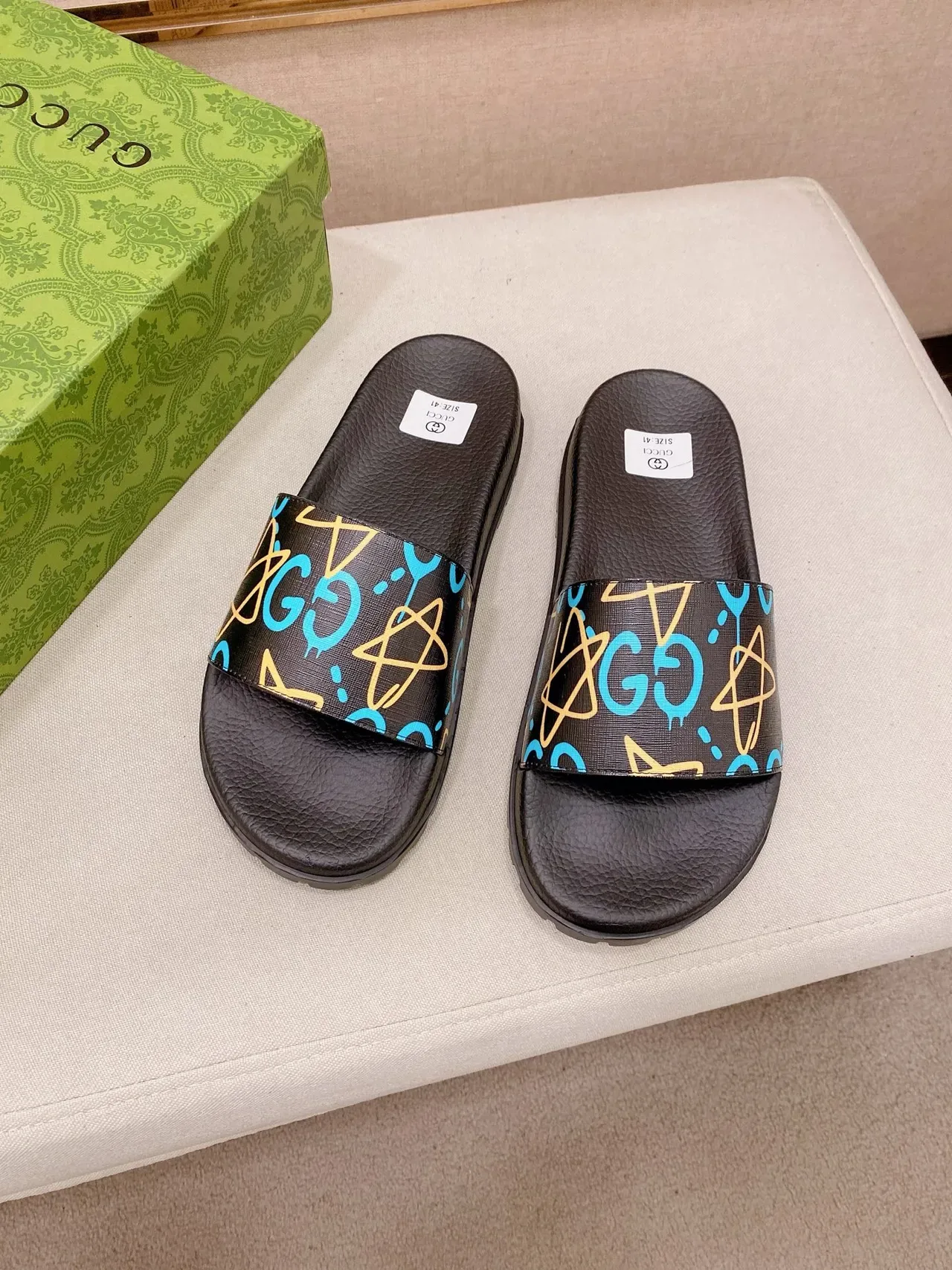 Gucci Screener Printed GG Graffiti Slide Slippers 3