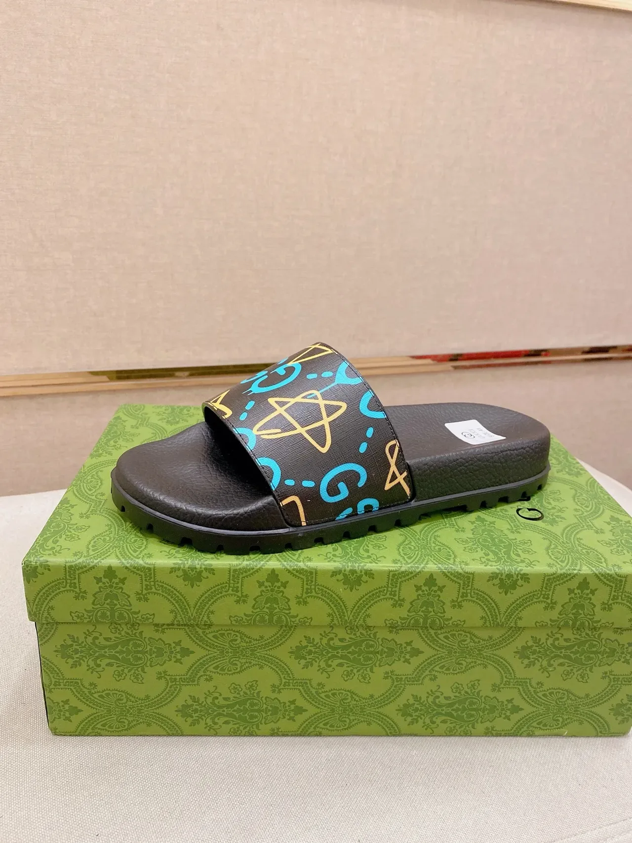 Gucci Screener Printed GG Graffiti Slide Slippers 4