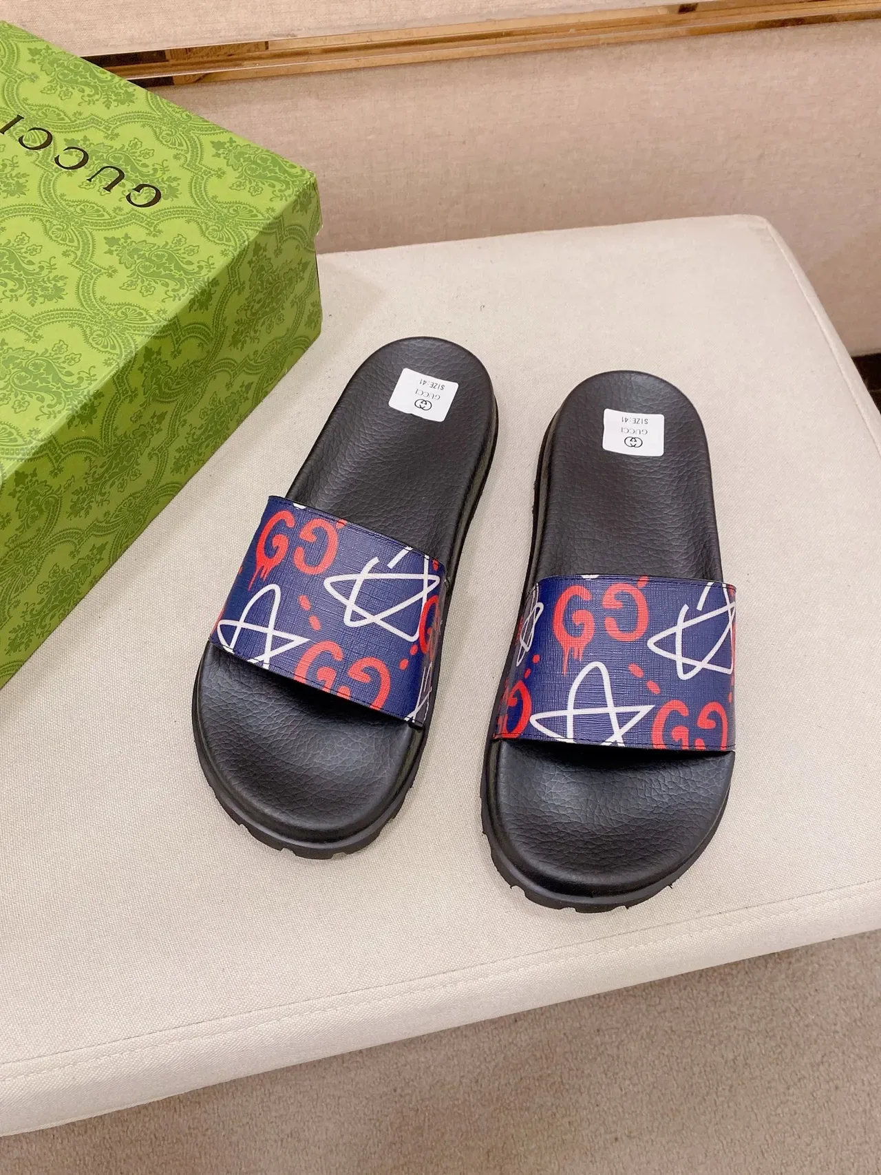 Gucci Screener Printed GG Graffiti Slide Slippers 6