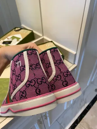 Gucci Screener Purple GG Supreme Web Stripe Lifestyle Sneakers 2