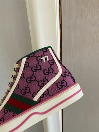 Gucci Screener Purple GG Supreme Web Stripe Lifestyle Sneakers 8