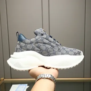 Gucci Screener Quilted GG Monogram Navy Gray Lifestyle Sneakers