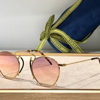 Gucci Screener Round Gradient Pink Gold Metal Sunglasses