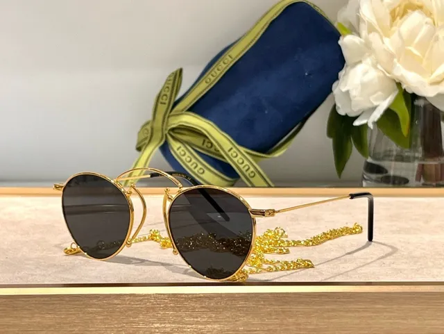 Gucci Screener نظارات شمسية مستديرة تدرج وردي ذهبي معدنية 6