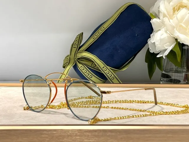 Gucci Screener نظارات شمسية مستديرة تدرج وردي ذهبي معدنية 7