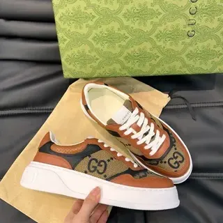 Gucci Screener Tan and Black GG Monogram Lifestyle Sneakers