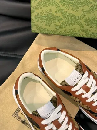 Gucci Screener Tan and Black GG Monogram Lifestyle Sneakers 4