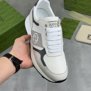 Gucci Screener White and Black Perforated Lifestyle Sneakers