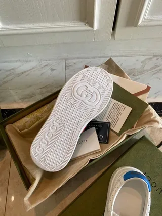 Gucci Screener White Green Red Web Lifestyle Sneakers 3