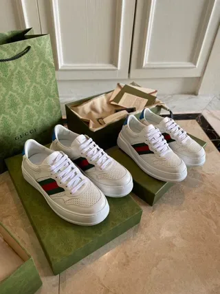 Gucci Screener White Green Red Web Lifestyle Sneakers 4