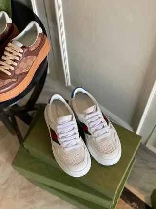 Gucci Screener White Green Red Web Lifestyle Sneakers 5