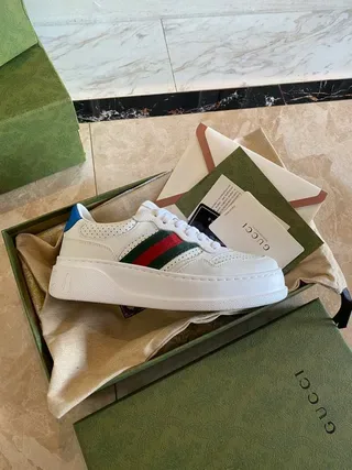 Gucci Screener White Green Red Web Lifestyle Sneakers 6