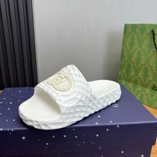 Gucci Screener White Quilted Strap Slippers