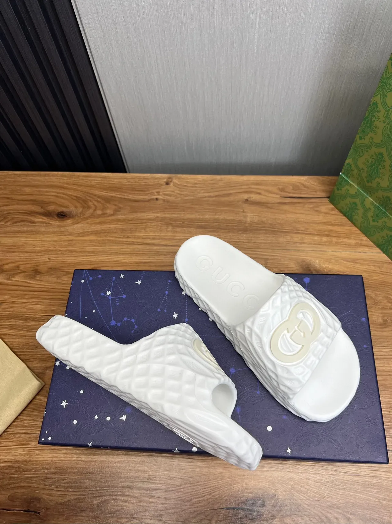 Gucci Screener White Quilted Strap Slippers 6