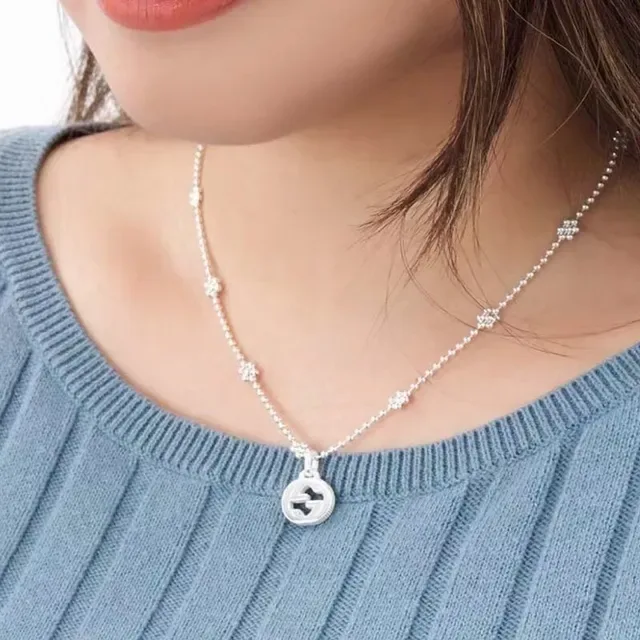 Gucci Silver Chain Interlocking G Pendant Necklace 4