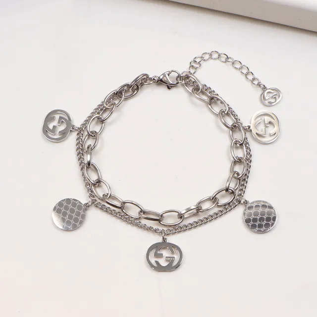 Gucci Silver Gold Chain-Link Dangling Charms Bracelet 2