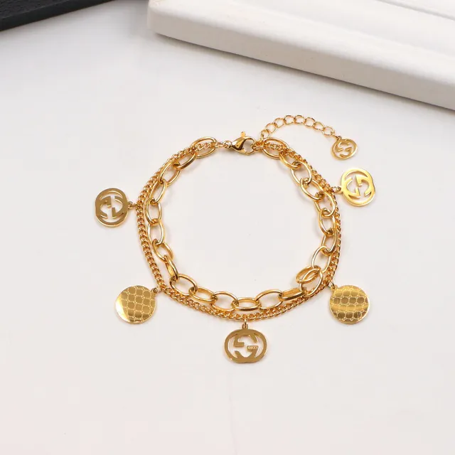 Gucci Silver Gold Chain-Link Dangling Charms Bracelet 3
