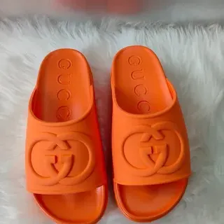 Gucci Slide Orange Molded Rubber Slippers