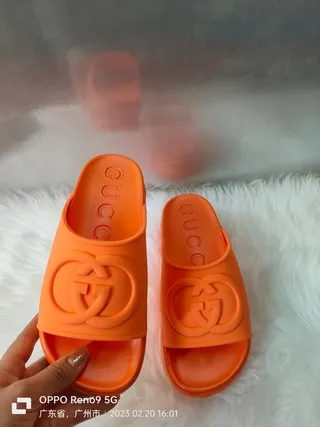 Gucci Slide Orange Molded Rubber Slippers 2
