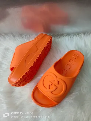 Gucci Slide Orange Molded Rubber Slippers 4
