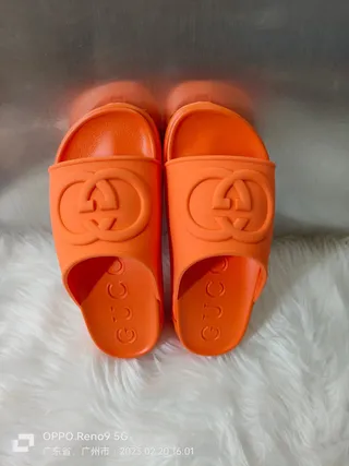 Gucci Slide Orange Molded Rubber Slippers 5