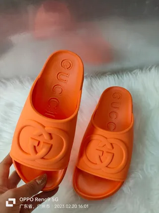 Gucci Slide Orange Molded Rubber Slippers 7