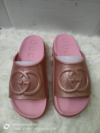 Gucci Slide Rose-Gold Glitter Pink Slippers 2