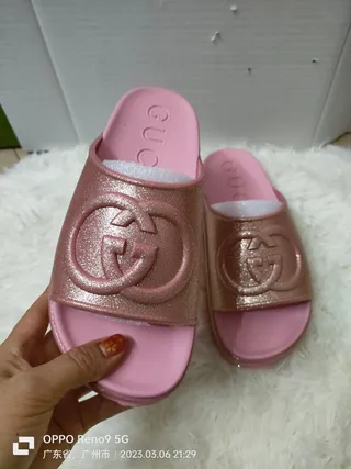 Gucci Slide Rose-Gold Glitter Pink Slippers 3