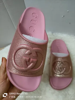 Gucci Slide Rose-Gold Glitter Pink Slippers 6