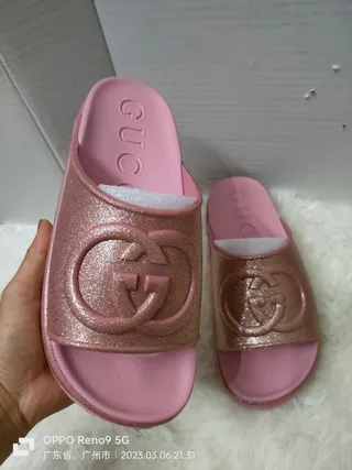 Gucci Slide Rose-Gold Glitter Pink Slippers 7