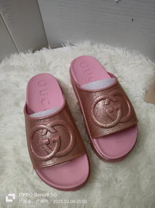 Gucci Slide Rose-Gold Glitter Pink Slippers 8
