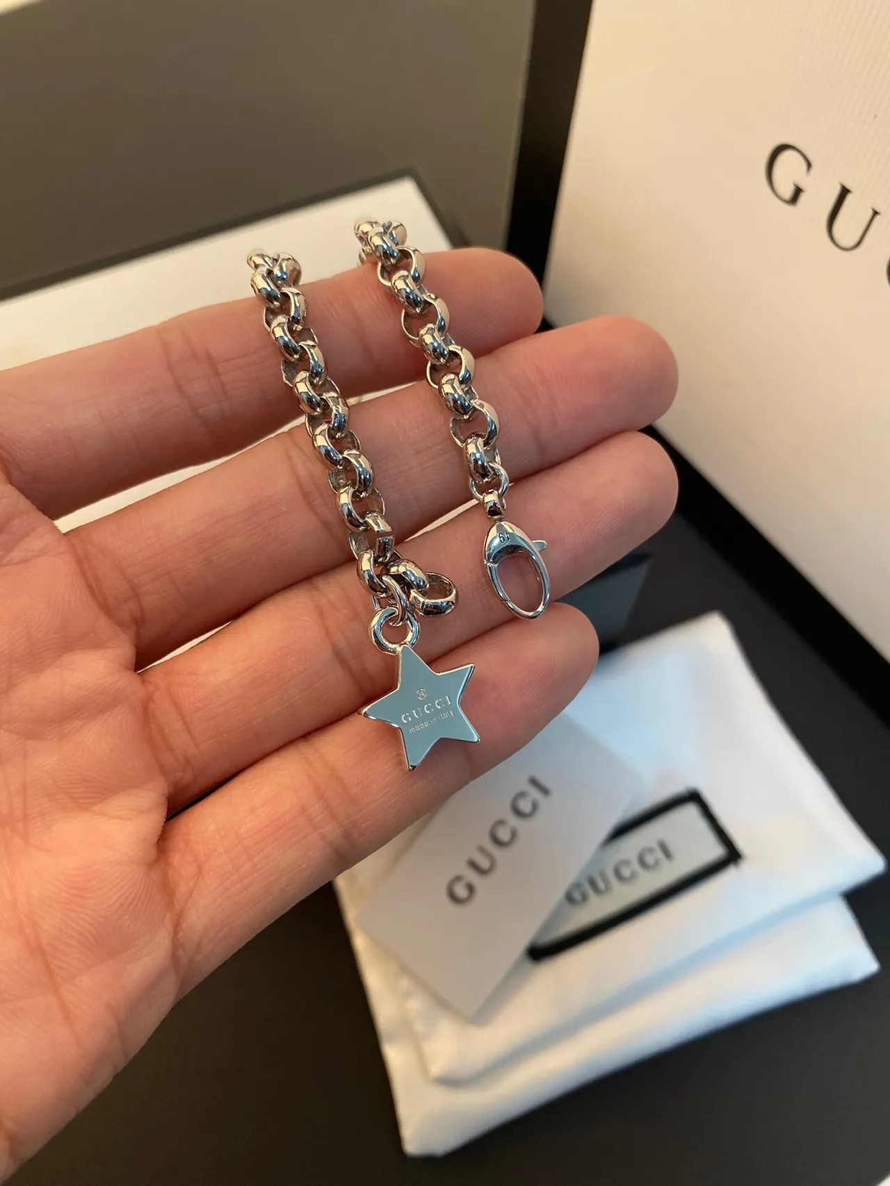 Gucci Star Charm Bracelet Silver Chain Bracelet 7