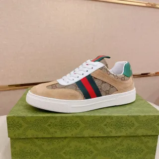 Gucci Tennis 1977 Beige Suede and GG Canvas Web Stripe Lifestyle Sneakers