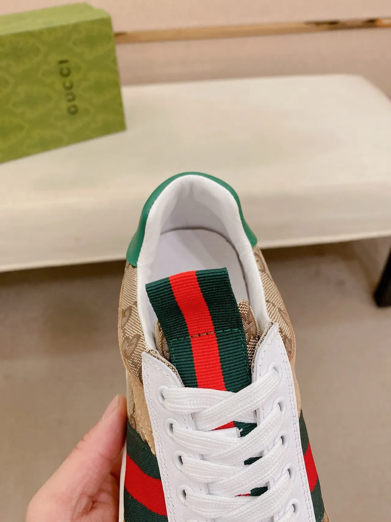 Gucci Tennis 1977 Beige Suede and GG Canvas Web Stripe Lifestyle Sneakers 6
