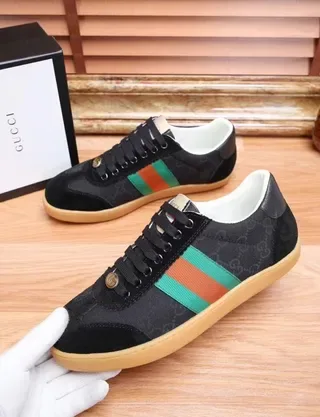 Gucci Tennis 1977 Black Green Orange Web Stripe Lifestyle Sneakers 2